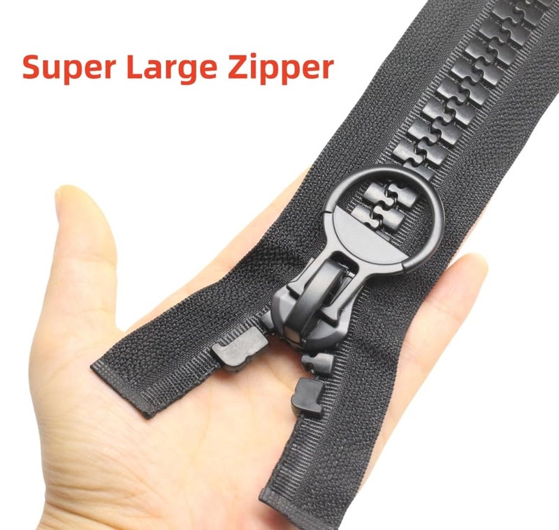 YaHoGa 150cm #20 Super Large Separating Giant Plastic Zippers for Sewing Tents Coats Overcoats Boat Cover Canvas Heavy Duty Huge Resin Zippers (59" Black) - Image 2